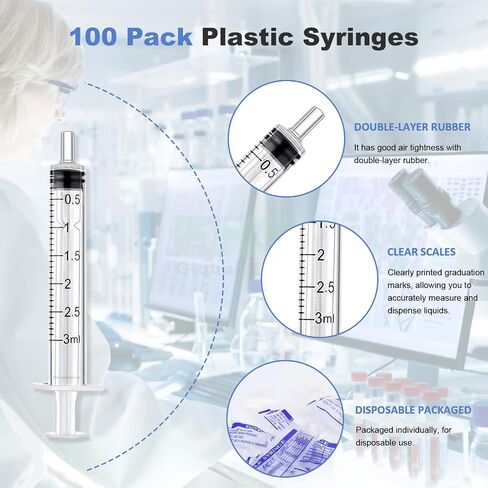 3ml Oral Dispenser Feeding Syringe - Pack of 100 Pet Syringes for Puppies, Kittens, and Small Animals in Saudi Arabia