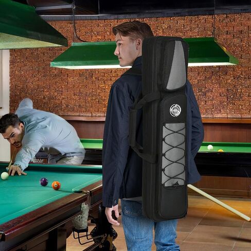 DWVO 4x5 Pool Cue Case with 1 Cue Ball, Soft Pool Stick Case with Multi-pocket for 4 Butts 5 Shafts and Billiards Accessories, Lightweight Pool Cue Bag Storage Shoulder Straps & Handle for Pool Cue in Saudi Arabia