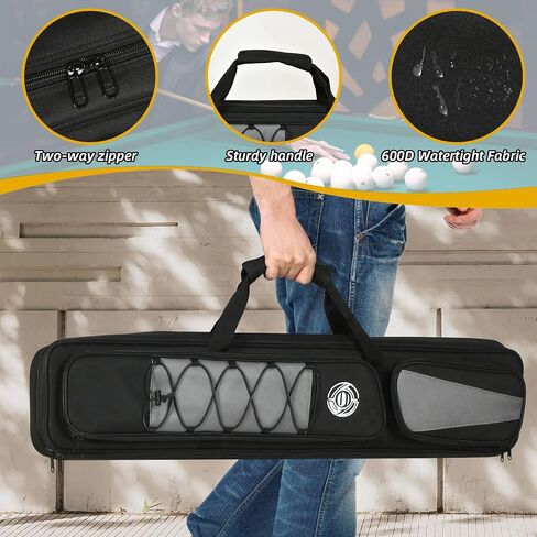 DWVO 4x5 Pool Cue Case with 1 Cue Ball, Soft Pool Stick Case with Multi-pocket for 4 Butts 5 Shafts and Billiards Accessories, Lightweight Pool Cue Bag Storage Shoulder Straps & Handle for Pool Cue in Saudi Arabia