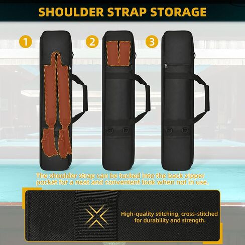 DWVO 4x5 Pool Cue Case with 1 Cue Ball, Soft Pool Stick Case with Multi-pocket for 4 Butts 5 Shafts and Billiards Accessories, Lightweight Pool Cue Bag Storage Shoulder Straps & Handle for Pool Cue in Saudi Arabia