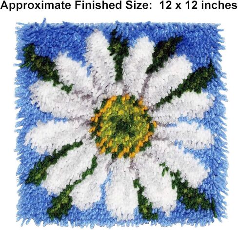 Caron Wonderart Latch Hook Kit 12 x 12 inches (Finished Size) Daisy Bundle with 1 Artsiga Crafts Project Bag (426155) in Saudi Arabia