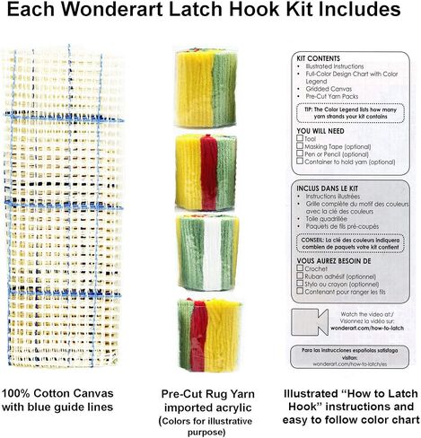 Caron Wonderart Latch Hook Kit 12 x 12 inches (Finished Size) Daisy Bundle with 1 Artsiga Crafts Project Bag (426155) in Saudi Arabia