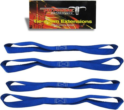 Pit Posse Soft Loop Tie Down Straps - 18" Nylon Loops Straps Extension – Secure Your Motorcycle/ATV/Dirt Bike/Kayak – 4,500 Lbs. Breaking Strength - Set of 2 Straps [Blue] in Saudi Arabia