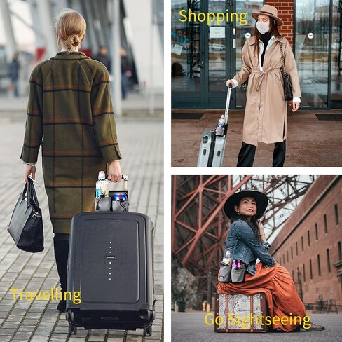 حامل أكواب السفر للأمتعة، علبة مشروبات يدوية مجانية، تحمل كوبين من القهوة أو زجاجات المياه، ملحقات الطائرة والسفر للمسافرين، تناسب مقابض حقائب السفر وحمل الأمتعة. in Kuwait