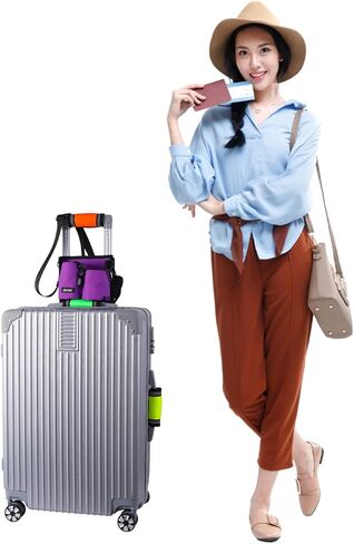 حامل أكواب السفر للأمتعة، علبة مشروبات يدوية مجانية، تحمل كوبين من القهوة أو زجاجات المياه، ملحقات الطائرة والسفر للمسافرين، تناسب مقابض حقائب السفر وحمل الأمتعة. in Kuwait