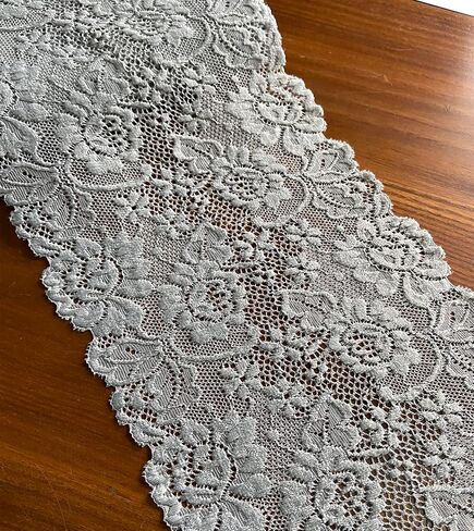 6 Inches Wide Ivory Lace Stretchy Lace Trim Fabric with Floral Pattern for Bridal Wedding Decorations, Sewing DIY Making and DIY Crafts- 10 Yards (ivory-7227) in Saudi Arabia