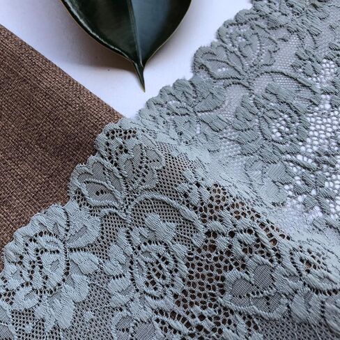 6 Inches Wide Ivory Lace Stretchy Lace Trim Fabric with Floral Pattern for Bridal Wedding Decorations, Sewing DIY Making and DIY Crafts- 10 Yards (ivory-7227) in Saudi Arabia
