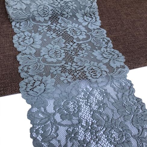 6 Inches Wide Ivory Lace Stretchy Lace Trim Fabric with Floral Pattern for Bridal Wedding Decorations, Sewing DIY Making and DIY Crafts- 10 Yards (ivory-7227) in Saudi Arabia