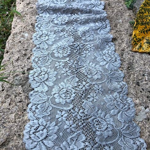 6 Inches Wide Ivory Lace Stretchy Lace Trim Fabric with Floral Pattern for Bridal Wedding Decorations, Sewing DIY Making and DIY Crafts- 10 Yards (ivory-7227) in Saudi Arabia