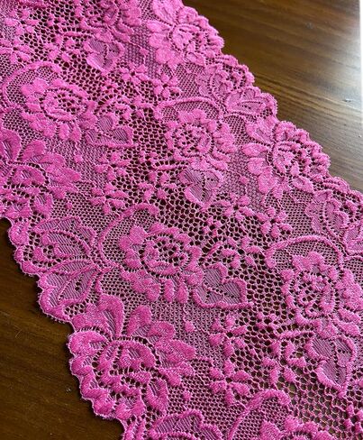 6 Inches Wide Ivory Lace Stretchy Lace Trim Fabric with Floral Pattern for Bridal Wedding Decorations, Sewing DIY Making and DIY Crafts- 10 Yards (ivory-7227) in Saudi Arabia