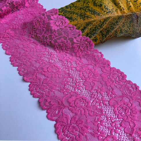 6 Inches Wide Ivory Lace Stretchy Lace Trim Fabric with Floral Pattern for Bridal Wedding Decorations, Sewing DIY Making and DIY Crafts- 10 Yards (ivory-7227) in Saudi Arabia