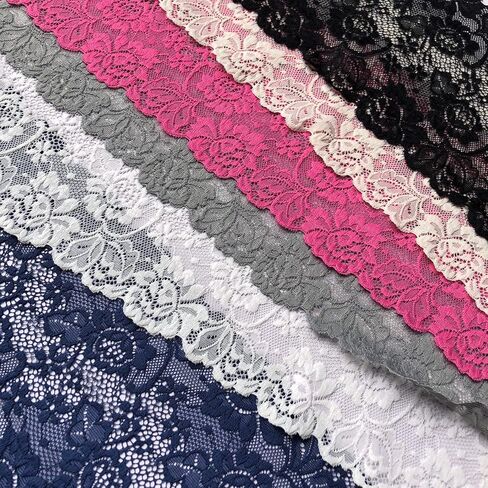 6 Inches Wide Ivory Lace Stretchy Lace Trim Fabric with Floral Pattern for Bridal Wedding Decorations, Sewing DIY Making and DIY Crafts- 10 Yards (ivory-7227) in Saudi Arabia