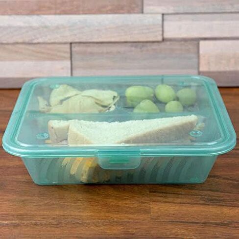 G.E.T. EC-16-1-JA-EC Eco-Takeouts, BPA Free, Green Reusable Plastic To-Go Boxes, 3-Compartment, 9"x9", Flat Top, Break Resistant, Dishwasher & Microwave safe (Pack of 4) in Kuwait