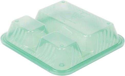 G.E.T. EC-16-1-JA-EC Eco-Takeouts, BPA Free, Green Reusable Plastic To-Go Boxes, 3-Compartment, 9"x9", Flat Top, Break Resistant, Dishwasher & Microwave safe (Pack of 4) in Kuwait