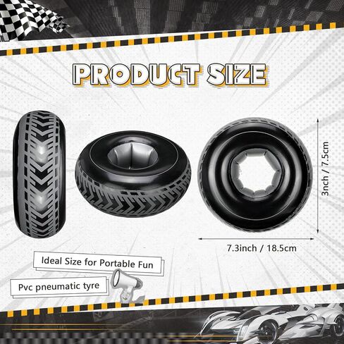 30 Pcs 7.2 Inches Mini Inflatable Tires Tubes Racing Car Party Supplies Blow up Tires Inflatable Racing Car Party Decor Swimming Pool Floats for Car Themed Birthday Party Decorations in Saudi Arabia