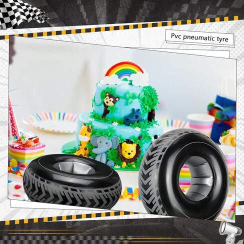 30 Pcs 7.2 Inches Mini Inflatable Tires Tubes Racing Car Party Supplies Blow up Tires Inflatable Racing Car Party Decor Swimming Pool Floats for Car Themed Birthday Party Decorations in Saudi Arabia