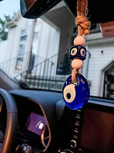 زجاج أزرق كحلي عين الشر ديكور معلق للسيارة ملحق حلية لمرآة الرؤية الخلفية in Kuwait