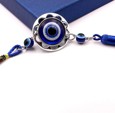 Lucky Evil Eye Car Hanging Ornament,Car Rear View Mirror Hanging Accessories,Evil Eye Car Interior Accessories,Car Decorations,Evil Blue Eye Charms Pendant for Car,Gifts for Women Men (A-round) in Saudi Arabia