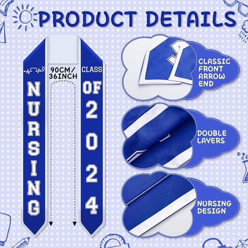 Nurse Graduation Stole Class of 2024 RN Nursing Graduate Sash 2024 Nurses School Graduation Gift for Nurse Student in Saudi Arabia
