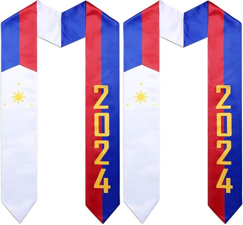 Unittype 2 Pcs Mexican/Philippine/American Class of 2024 Graduation Flag Stole Graduation Sash Graduation Stole Sash for Study Aboard Accessories Multicolor(Philippine) in Saudi Arabia