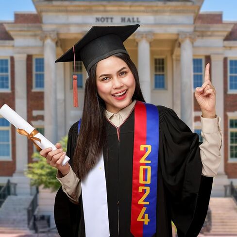 Unittype 2 Pcs Mexican/Philippine/American Class of 2024 Graduation Flag Stole Graduation Sash Graduation Stole Sash for Study Aboard Accessories Multicolor(Philippine) in Saudi Arabia