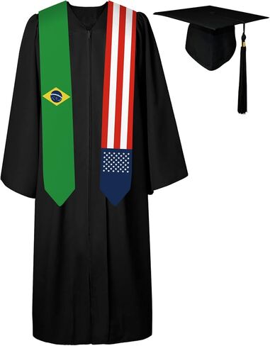 72 Inch Brazil Flag and USA Flag Graduation Sash Unisex Adults Graduation Stole Scarf International Class of 2024 (Not Include Baccalaureate Gown and Hat) in Saudi Arabia