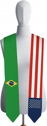 72 Inch Brazil Flag and USA Flag Graduation Sash Unisex Adults Graduation Stole Scarf International Class of 2024 (Not Include Baccalaureate Gown and Hat) in Saudi Arabia