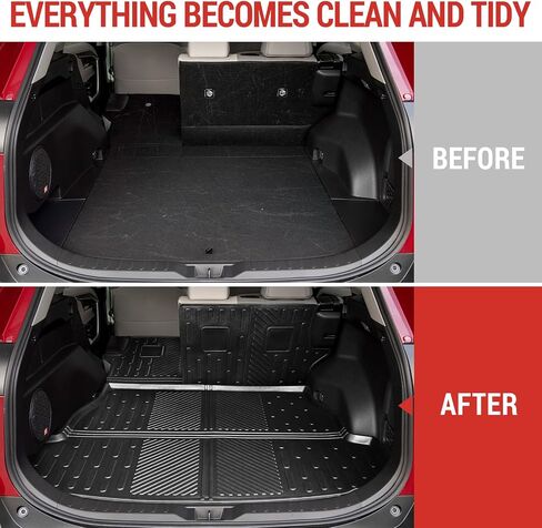 حصيرة البضائع تناسب 2019-2024 Toyota RAV4 Cargo Liner TPE Trunk Mat جميع الأحوال الجوية مقاعد حامي خلفي لـ 2019 2020 2021 2022 2023 2024 Toyota RAV4 Accessories (حصيرة البضائع + حصيرة مسند الظهر) in Kuwait