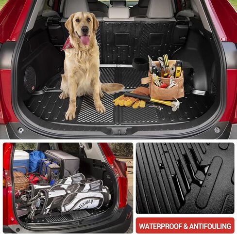 حصيرة البضائع تناسب 2019-2024 Toyota RAV4 Cargo Liner TPE Trunk Mat جميع الأحوال الجوية مقاعد حامي خلفي لـ 2019 2020 2021 2022 2023 2024 Toyota RAV4 Accessories (حصيرة البضائع + حصيرة مسند الظهر) in Kuwait