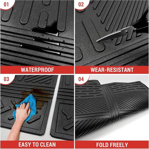 حصيرة البضائع تناسب 2019-2024 Toyota RAV4 Cargo Liner TPE Trunk Mat جميع الأحوال الجوية مقاعد حامي خلفي لـ 2019 2020 2021 2022 2023 2024 Toyota RAV4 Accessories (حصيرة البضائع + حصيرة مسند الظهر) in Kuwait