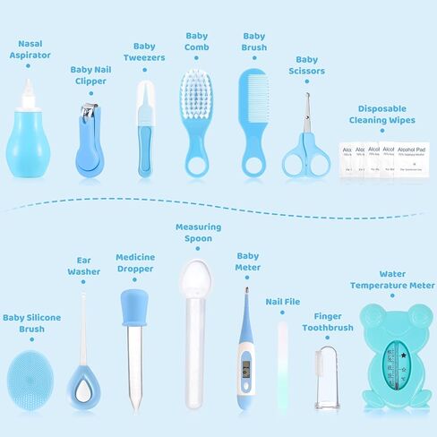 Baby Grooming Kit, 20 in 1 Baby Safety Care Set, Baby Essentials Kit, Portable Baby Hair Brush and Comb Set for Newborn Nursery Infant Toddlers Baby Boys Girls - Pink in Saudi Arabia