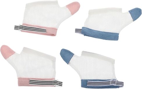 2 Pairs anti-eating gloves toys for kids teen stuff baby gloves baby thumb protector nail kits baby toy Infant Finger Sucking Corrector white nail biting toddler nylon protection in Saudi Arabia