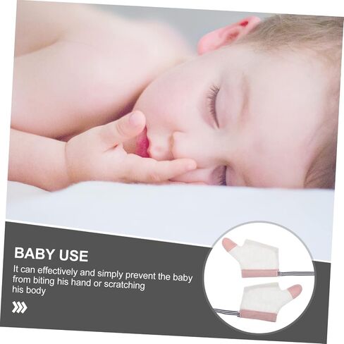 2 Pairs anti-eating gloves toys for kids teen stuff baby gloves baby thumb protector nail kits baby toy Infant Finger Sucking Corrector white nail biting toddler nylon protection in Saudi Arabia