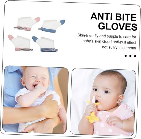 2 Pairs anti-eating gloves toys for kids teen stuff baby gloves baby thumb protector nail kits baby toy Infant Finger Sucking Corrector white nail biting toddler nylon protection in Saudi Arabia