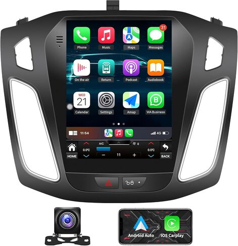5GWiFi ترقية 4GB+32GB Android13 راديو ستيريو للسيارة لفورد فوكس 2012-2018 CarPlay & Andriod Auto 10.4 بوصة تعمل باللمس راديو السيارة أندرويد مع ملاحة GPS بلوتوث واي فاي كاميرا احتياطية in Kuwait