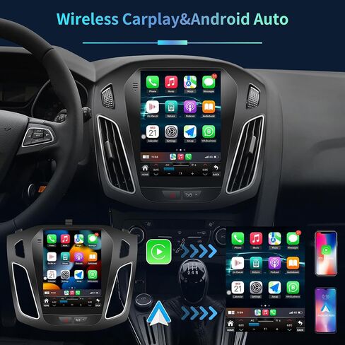 5GWiFi ترقية 4GB+32GB Android13 راديو ستيريو للسيارة لفورد فوكس 2012-2018 CarPlay & Andriod Auto 10.4 بوصة تعمل باللمس راديو السيارة أندرويد مع ملاحة GPS بلوتوث واي فاي كاميرا احتياطية in Kuwait