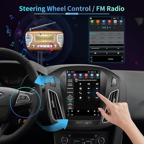 5GWiFi ترقية 4GB+32GB Android13 راديو ستيريو للسيارة لفورد فوكس 2012-2018 CarPlay & Andriod Auto 10.4 بوصة تعمل باللمس راديو السيارة أندرويد مع ملاحة GPS بلوتوث واي فاي كاميرا احتياطية in Kuwait