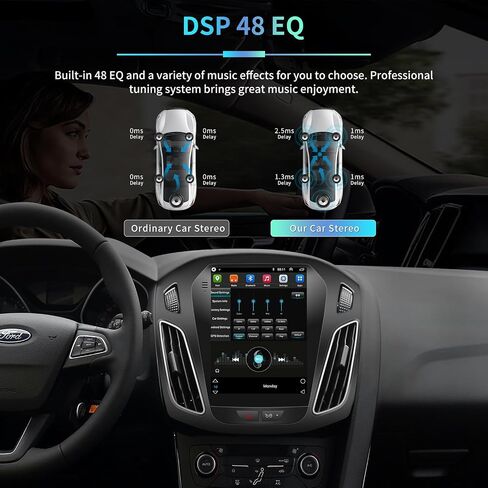 5GWiFi ترقية 4GB+32GB Android13 راديو ستيريو للسيارة لفورد فوكس 2012-2018 CarPlay & Andriod Auto 10.4 بوصة تعمل باللمس راديو السيارة أندرويد مع ملاحة GPS بلوتوث واي فاي كاميرا احتياطية in Kuwait