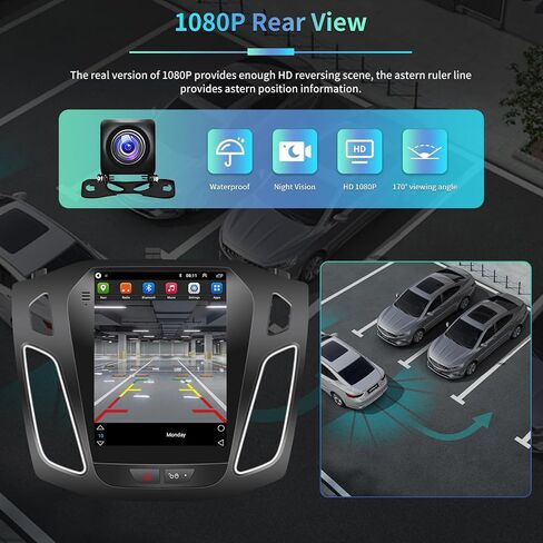 5GWiFi ترقية 4GB+32GB Android13 راديو ستيريو للسيارة لفورد فوكس 2012-2018 CarPlay & Andriod Auto 10.4 بوصة تعمل باللمس راديو السيارة أندرويد مع ملاحة GPS بلوتوث واي فاي كاميرا احتياطية in Kuwait