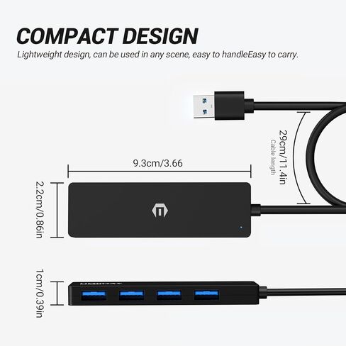 USB HUB, 4-Port USB 3.0 Hub Ultra Slim USB Splitter for Mac Pro/Air, iMac Pro, Dell, HP, Surface Pro, Notebook PC, Tesla Model 3 in Saudi Arabia
