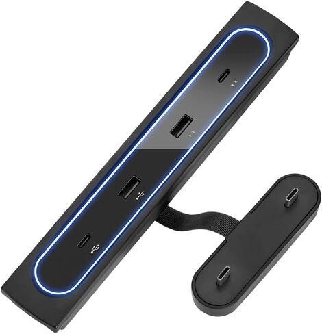 موزع USB لطراز Tesla 3 موديل Y 2021 2022 مع منفذي USB ومنفذين من النوع C، مع وظيفة نقل البيانات ومنفذ شاحن سريع متوافق مع ملحقات الطراز 3 موديل Y in Kuwait