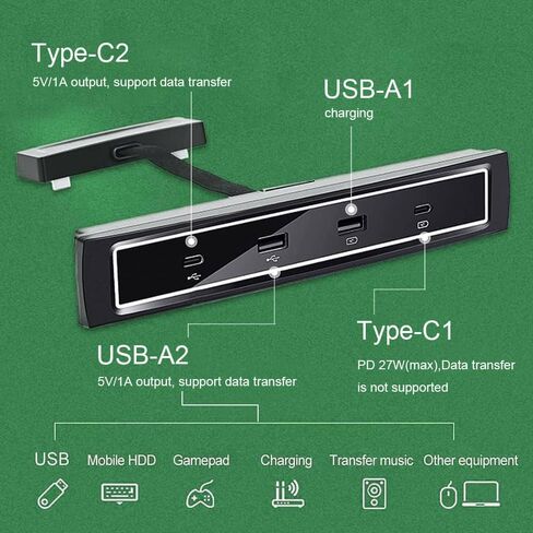 موزع USB لطراز Tesla 3 موديل Y 2021 2022 مع منفذي USB ومنفذين من النوع C، مع وظيفة نقل البيانات ومنفذ شاحن سريع متوافق مع ملحقات الطراز 3 موديل Y in Kuwait