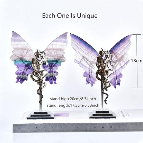 JIC Gem Big White Selenite Crystals Stones Carved Angel Wing White Quartz Crystals Wing Healing Stones Selenite Witchcraft Gemstone Specimen with Dragon Stand（1 Pair,9-10cm） in Saudi Arabia