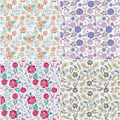 Floral Pattern Paper 24 Sheet Rose Flower Scrapbook Paper 6"x6" Single-Side Print Collection Decorative Craft Paper Folded Flat for Card Making Scrapbook Photo Album Decor in Saudi Arabia