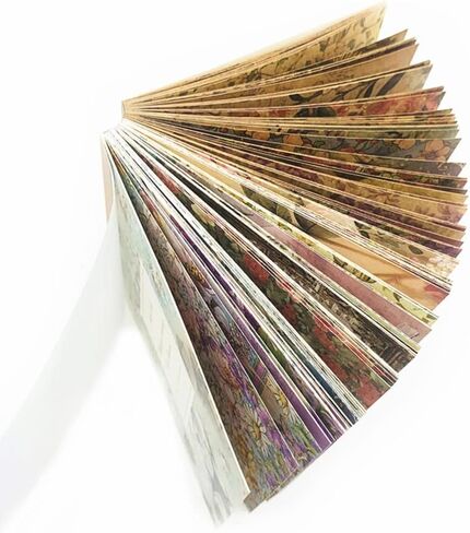 100 ورقة من لوازم سجل القصاصات العتيقة، ورق مواد يومية، ورق سجل القصاصات، ورق حرفي مزخرف، من أجل لوازم تزيين مجلة اليوميات غير المرغوب فيها DIY Craft (زهرة) in Kuwait