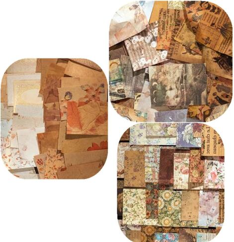 100 ورقة من لوازم سجل القصاصات العتيقة، ورق مواد يومية، ورق سجل القصاصات، ورق حرفي مزخرف، من أجل لوازم تزيين مجلة اليوميات غير المرغوب فيها DIY Craft (زهرة) in Kuwait