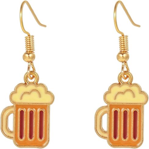 Coke French Fries Earrings Gold Plated Asymmetric Handmade Funny Mini Food Drink Red Bottle Chic Rhinestone Cubic Zirconia Small Dangle Drop Earrings for Women Girls Christmas New Year Party Jewelry Gifts in Saudi Arabia