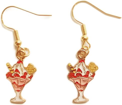 Coke French Fries Earrings Gold Plated Asymmetric Handmade Funny Mini Food Drink Red Bottle Chic Rhinestone Cubic Zirconia Small Dangle Drop Earrings for Women Girls Christmas New Year Party Jewelry Gifts in Saudi Arabia