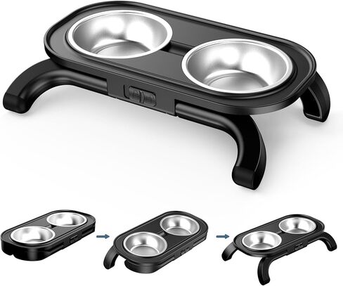 أحدث أوعية الكلاب المرتفعة أوعية القطط، ارتفاع بدون خطوات من 2.1 بوصة إلى 4.5 بوصة، زاوية قابلة للتعديل، حامل وعاء الكلب مع 2 أوعية طعام للكلاب من الفولاذ المقاوم للصدأ، أوعية مرتفعة للحيوانات الأليفة للقطط، الكلاب المتوسطة الصغيرة in Kuwait