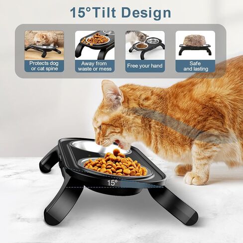 أحدث أوعية الكلاب المرتفعة أوعية القطط، ارتفاع بدون خطوات من 2.1 بوصة إلى 4.5 بوصة، زاوية قابلة للتعديل، حامل وعاء الكلب مع 2 أوعية طعام للكلاب من الفولاذ المقاوم للصدأ، أوعية مرتفعة للحيوانات الأليفة للقطط، الكلاب المتوسطة الصغيرة in Kuwait